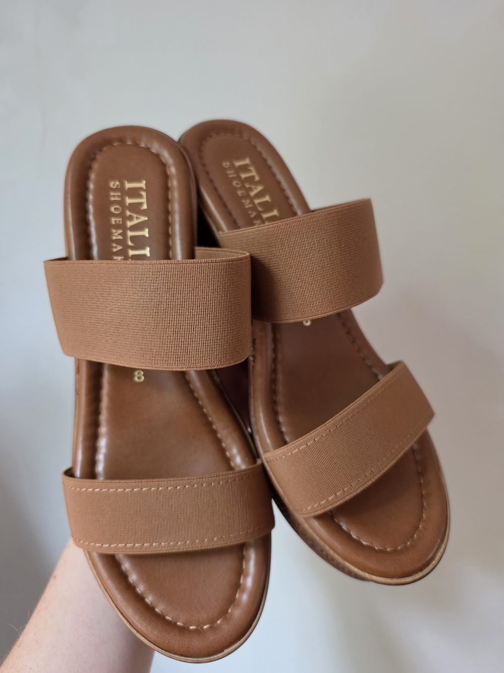 Italian Shoemakers Brown Double Strap Slide Sandals
